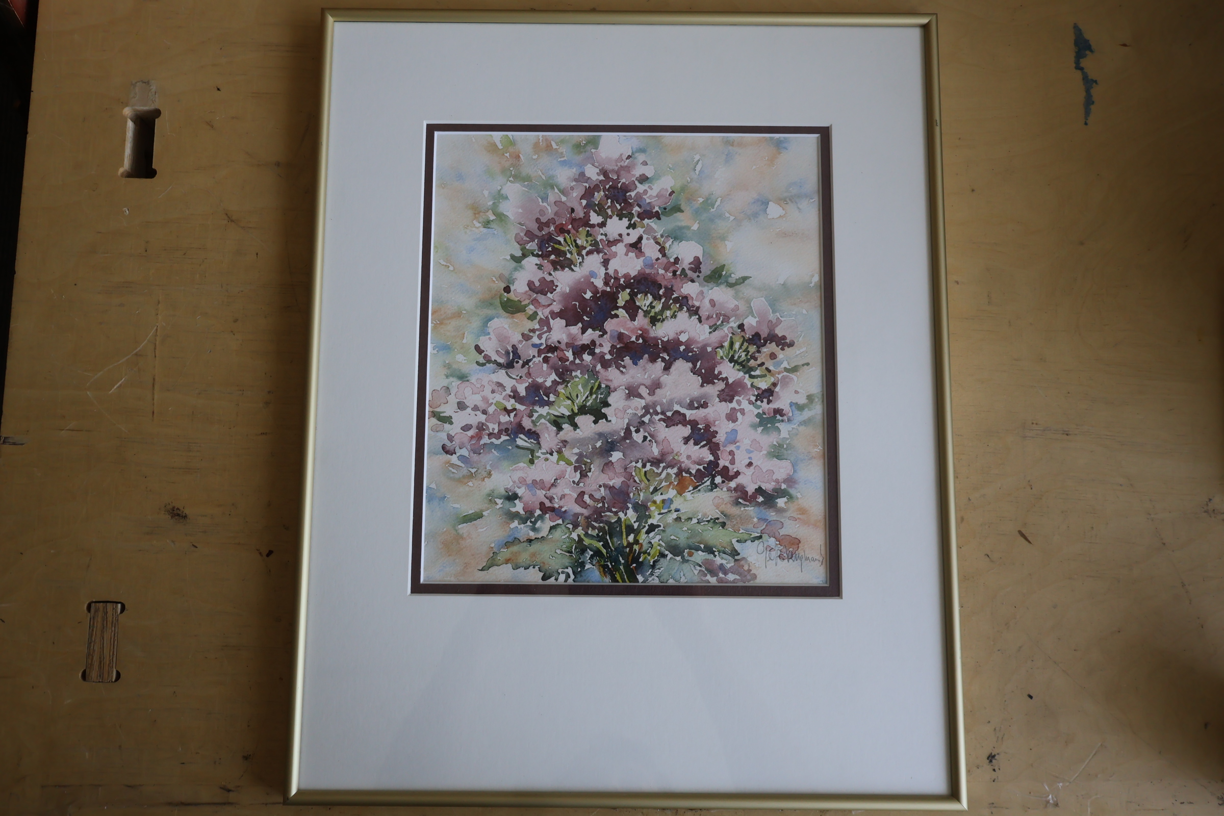 Ingelijste aquarel van bloemen'' – foto 2 – kavel bij GSD Auctions, Zoeterwoude