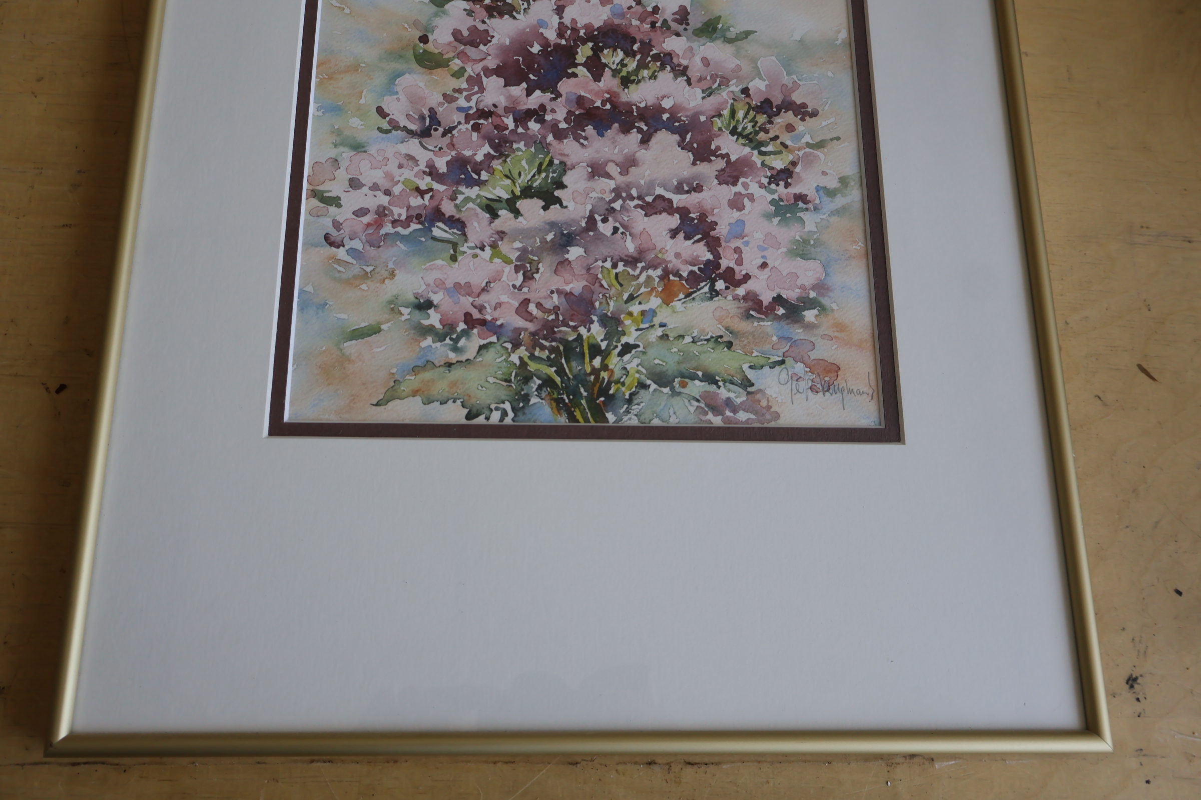 Ingelijste aquarel van bloemen'' – foto 4 – kavel bij GSD Auctions, Zoeterwoude