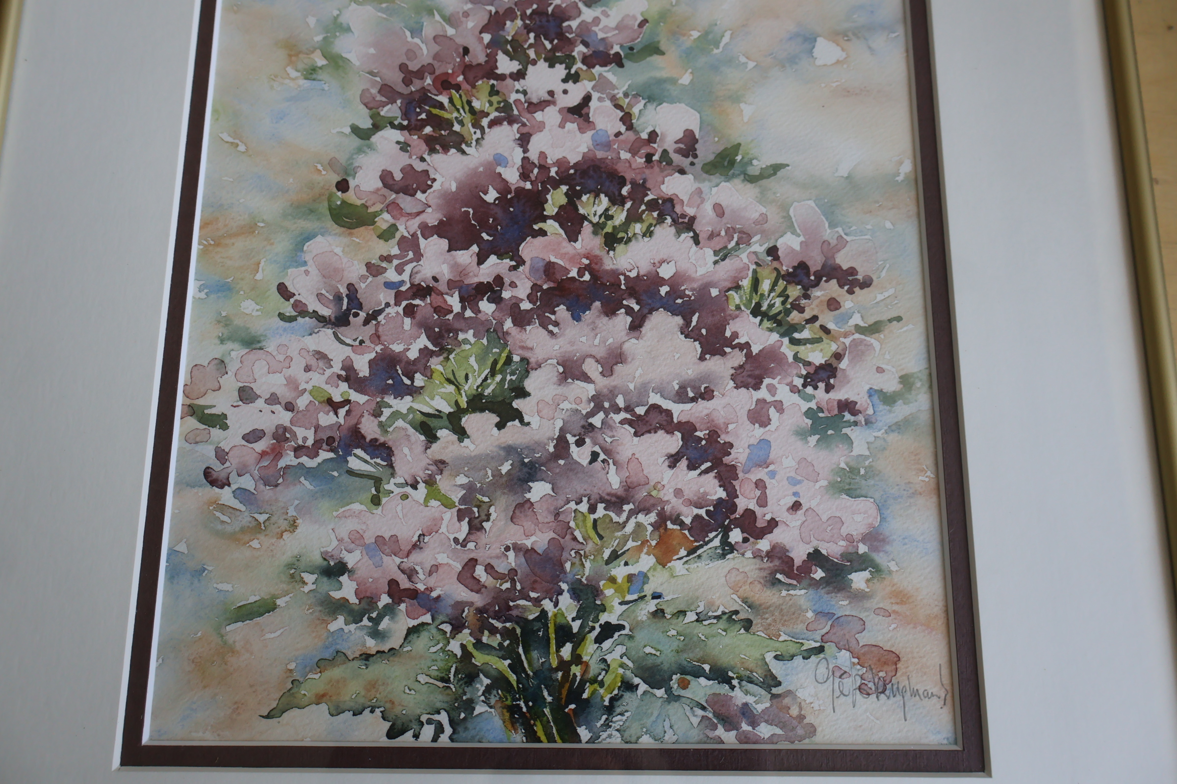 Ingelijste aquarel van bloemen'' – foto 5 – kavel bij GSD Auctions, Zoeterwoude
