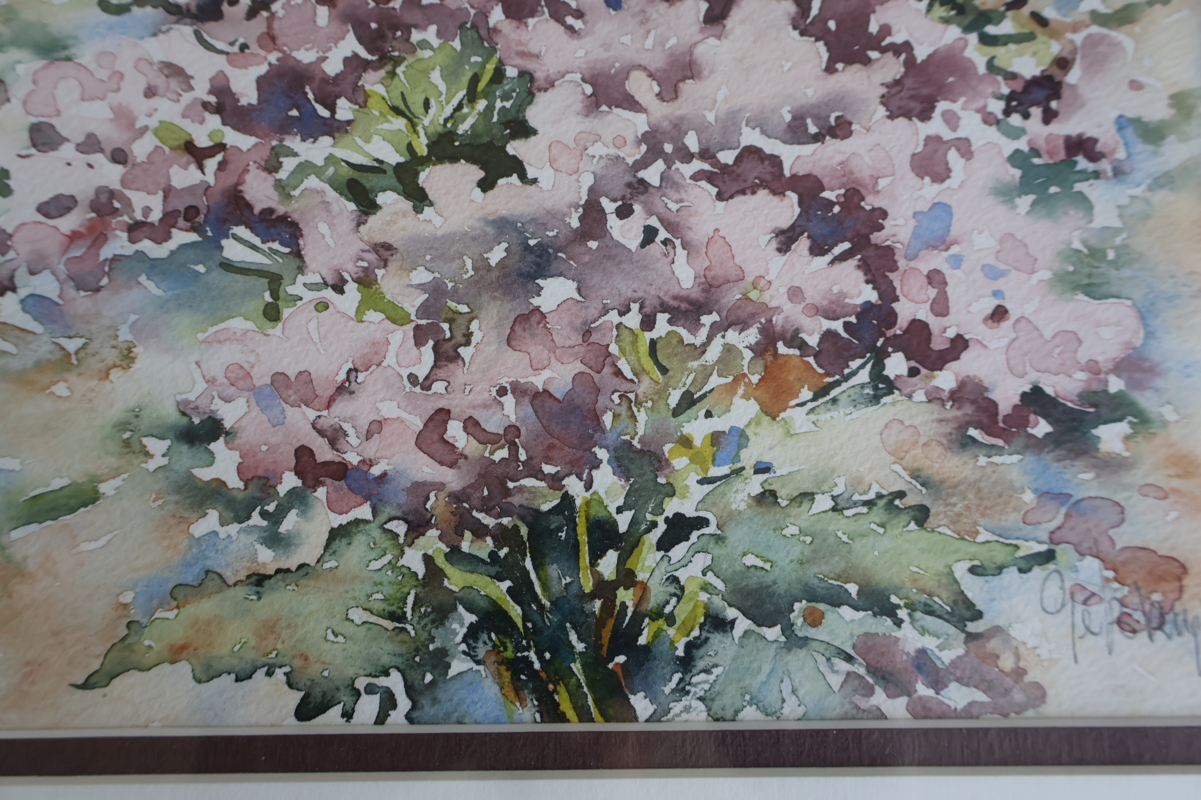 Ingelijste aquarel van bloemen'' – foto 7 – kavel bij GSD Auctions, Zoeterwoude