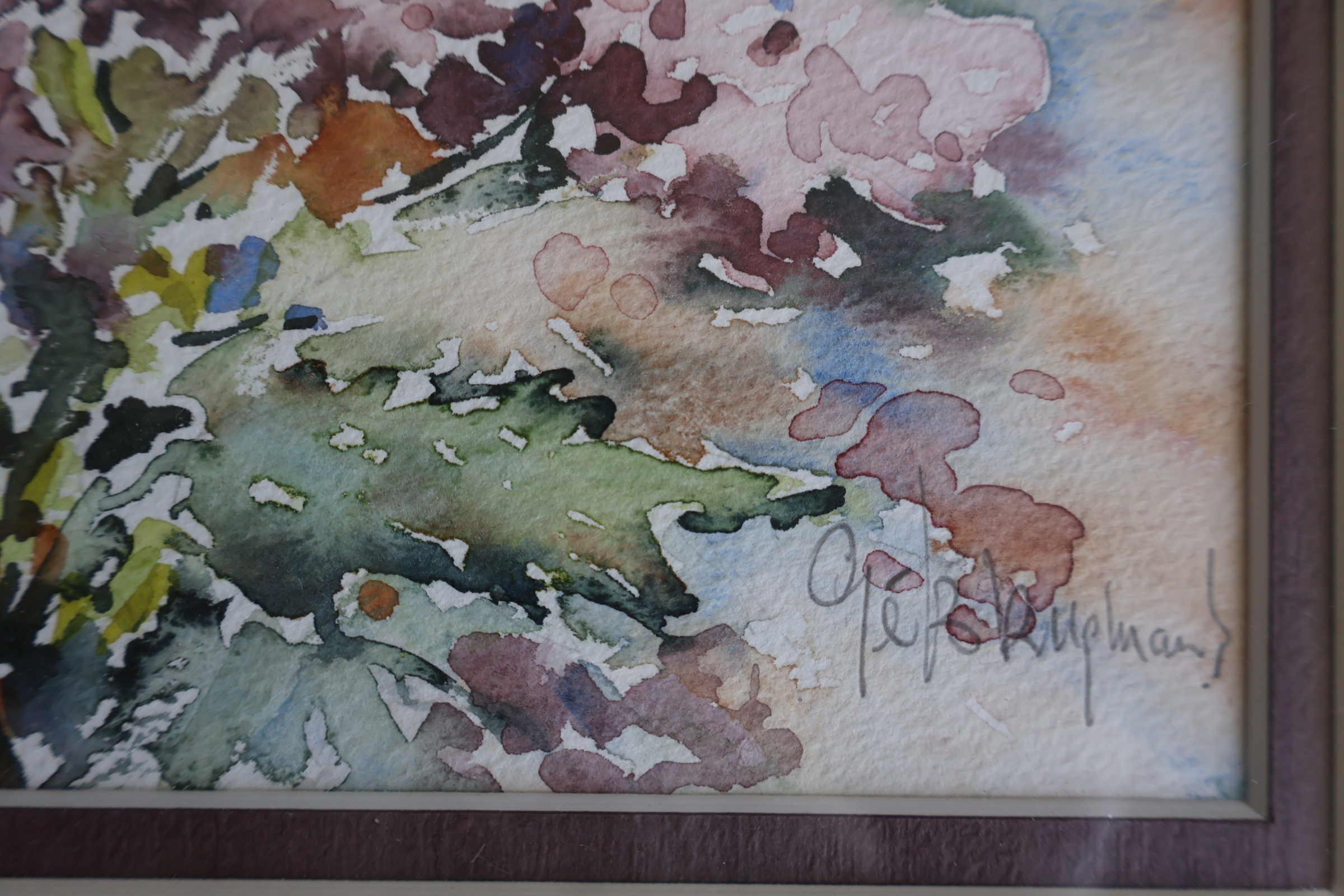 Ingelijste aquarel van bloemen'' – foto 8 – kavel bij GSD Auctions, Zoeterwoude