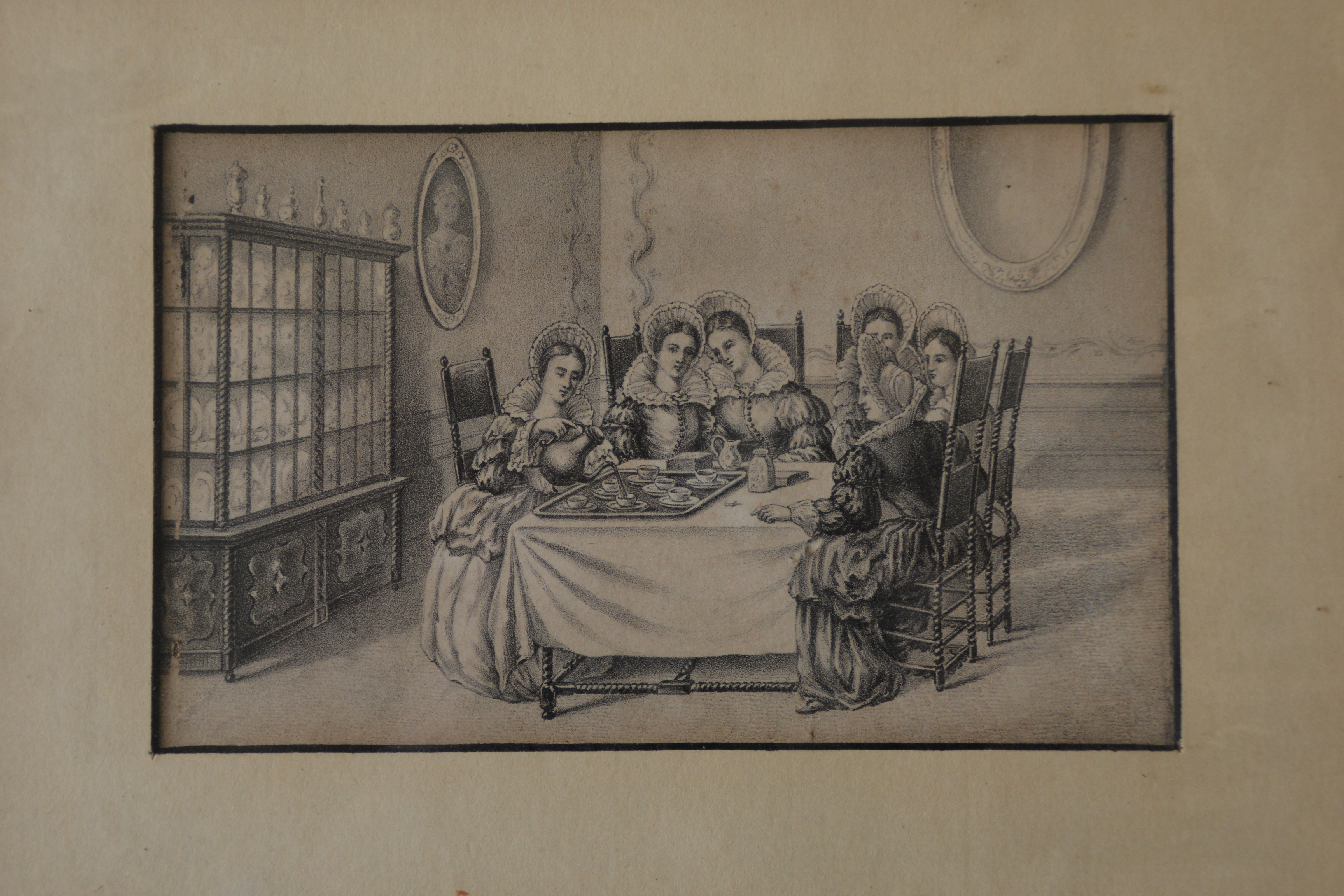 Antieke prent van een theekrans'' – foto 3 – kavel bij GSD Auctions, Zoeterwoude