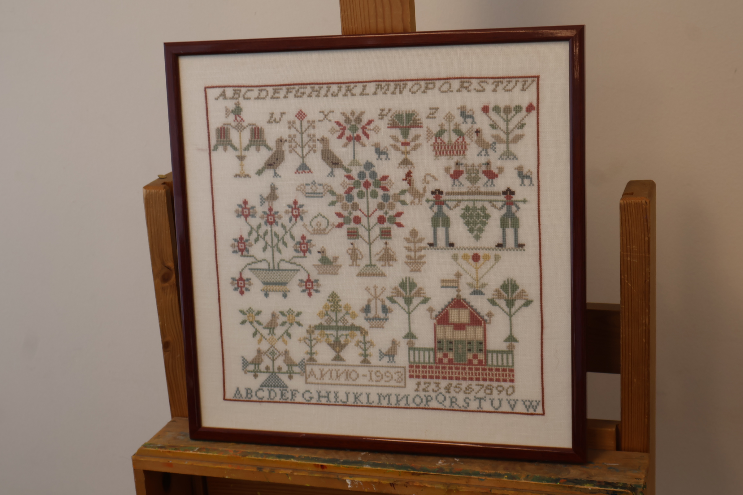 Geborduurde sampler in houten lijst'' – foto 3 – kavel bij GSD Auctions, Zoeterwoude