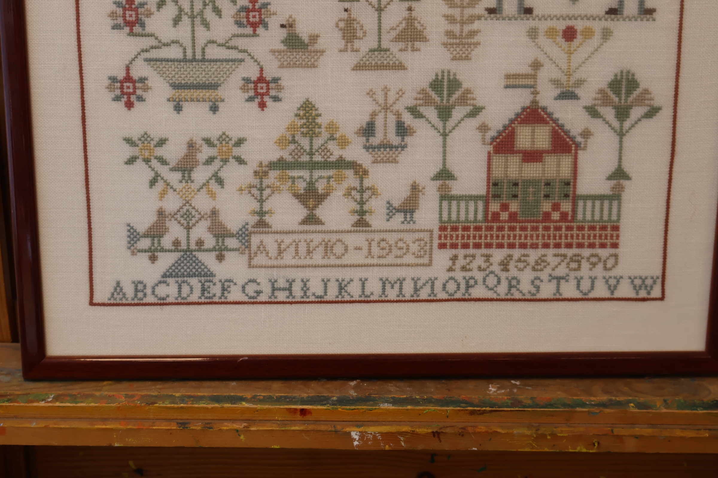 Geborduurde sampler in houten lijst'' – foto 6 – kavel bij GSD Auctions, Zoeterwoude
