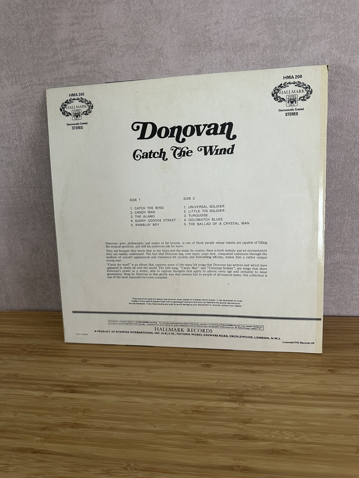 Donovan catch the wind lp Ongetest – foto 2 – kavel bij GSD Auctions, Zoeterwoude