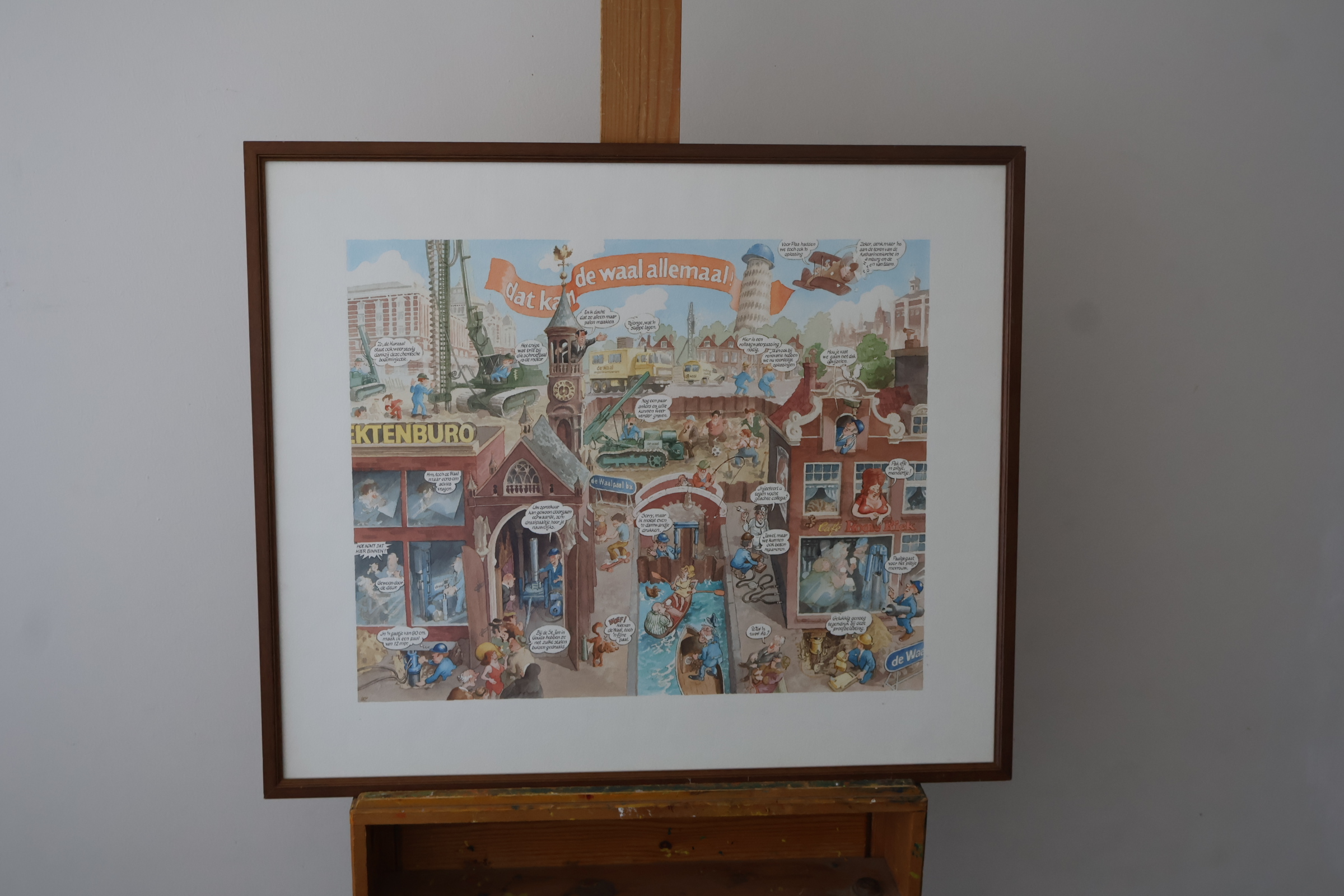Ingelijste illustratie 'dat kan de waal allemaal!' – foto 2 – kavel bij GSD Auctions, Zoeterwoude