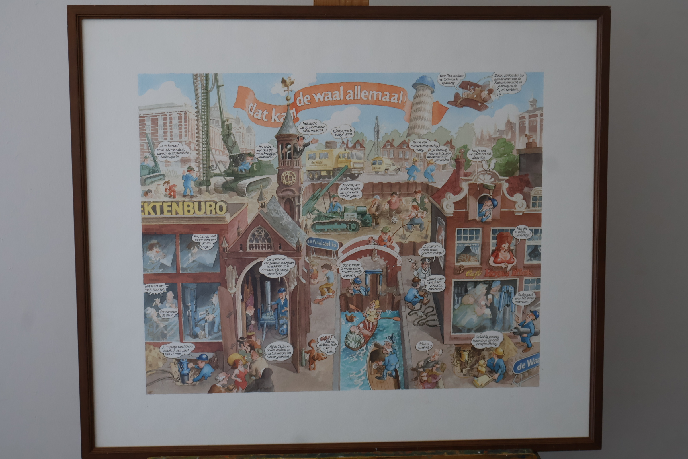 Ingelijste illustratie 'dat kan de waal allemaal!' – foto 3 – kavel bij GSD Auctions, Zoeterwoude