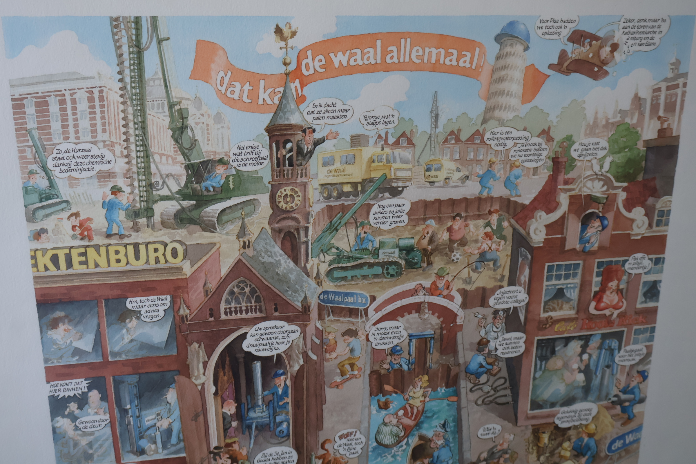 Ingelijste illustratie 'dat kan de waal allemaal!' – foto 8 – kavel bij GSD Auctions, Zoeterwoude