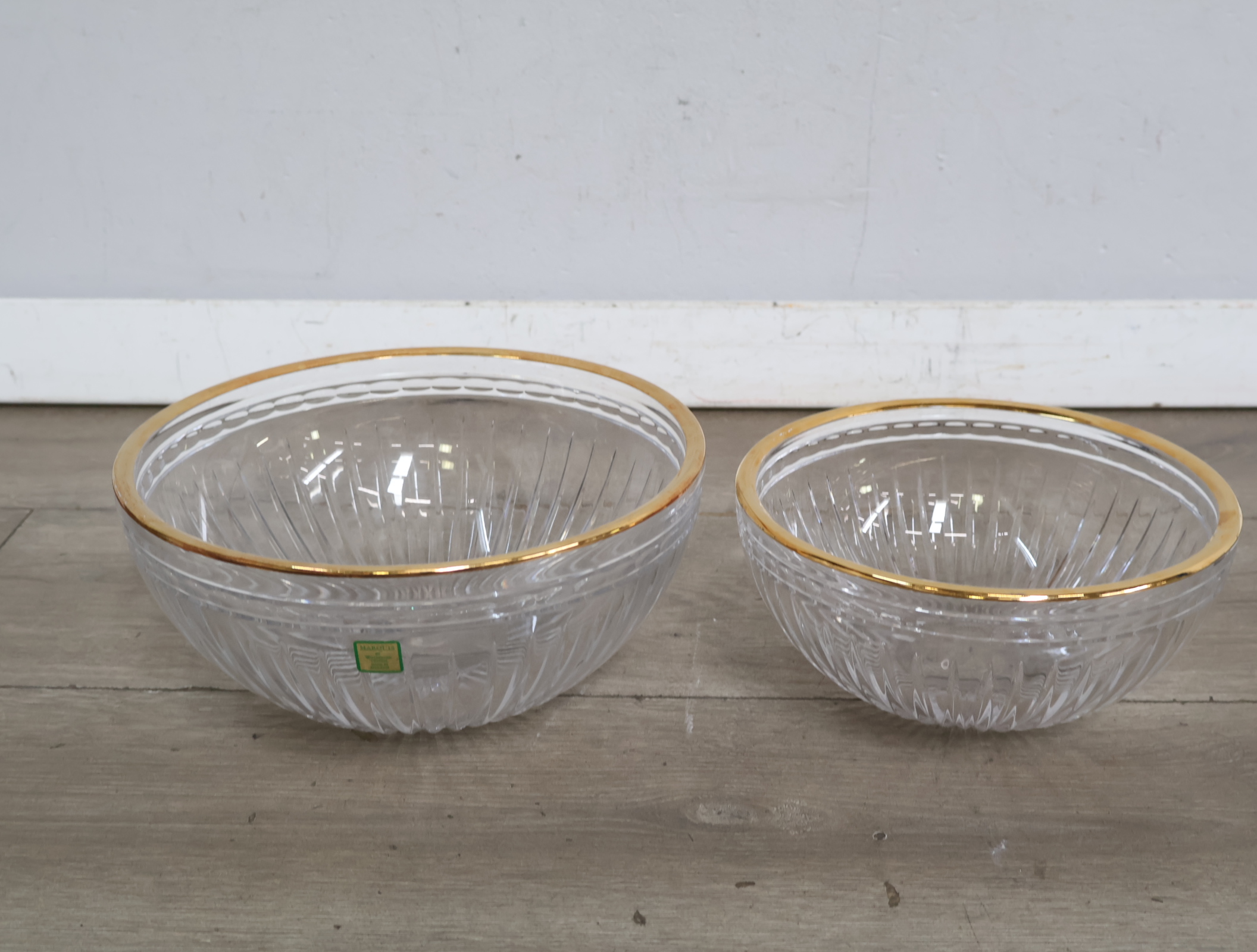 Set van 2 Kristallen Marquis kommen met gouden rand – foto 4 – kavel bij GSD Auctions, Zoeterwoude