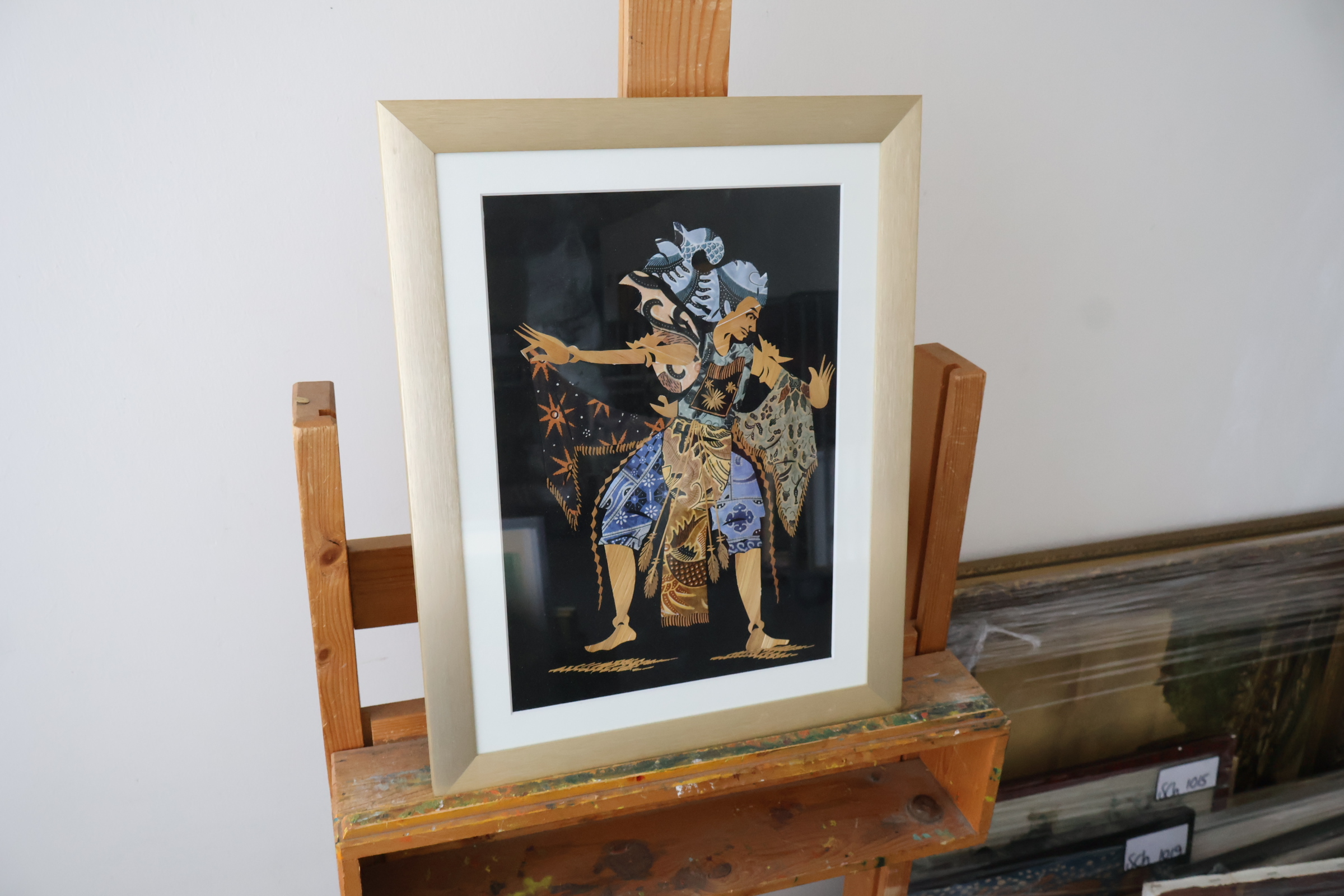 Ingelijst Batik kunstwerk – kavel bij GSD Auctions, Zoeterwoude