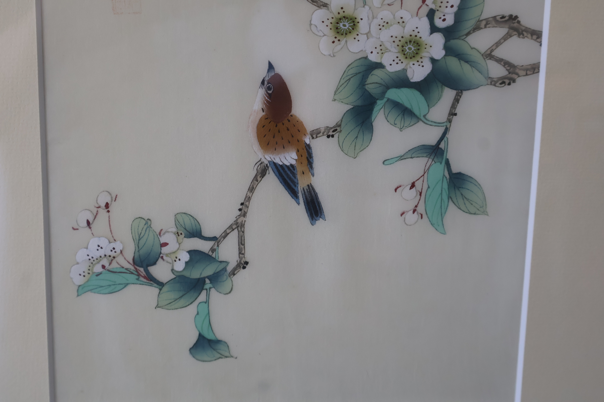 Ingelijste Chinese schilderijen met vogels en bloemen – foto 7 – kavel bij GSD Auctions, Zoeterwoude