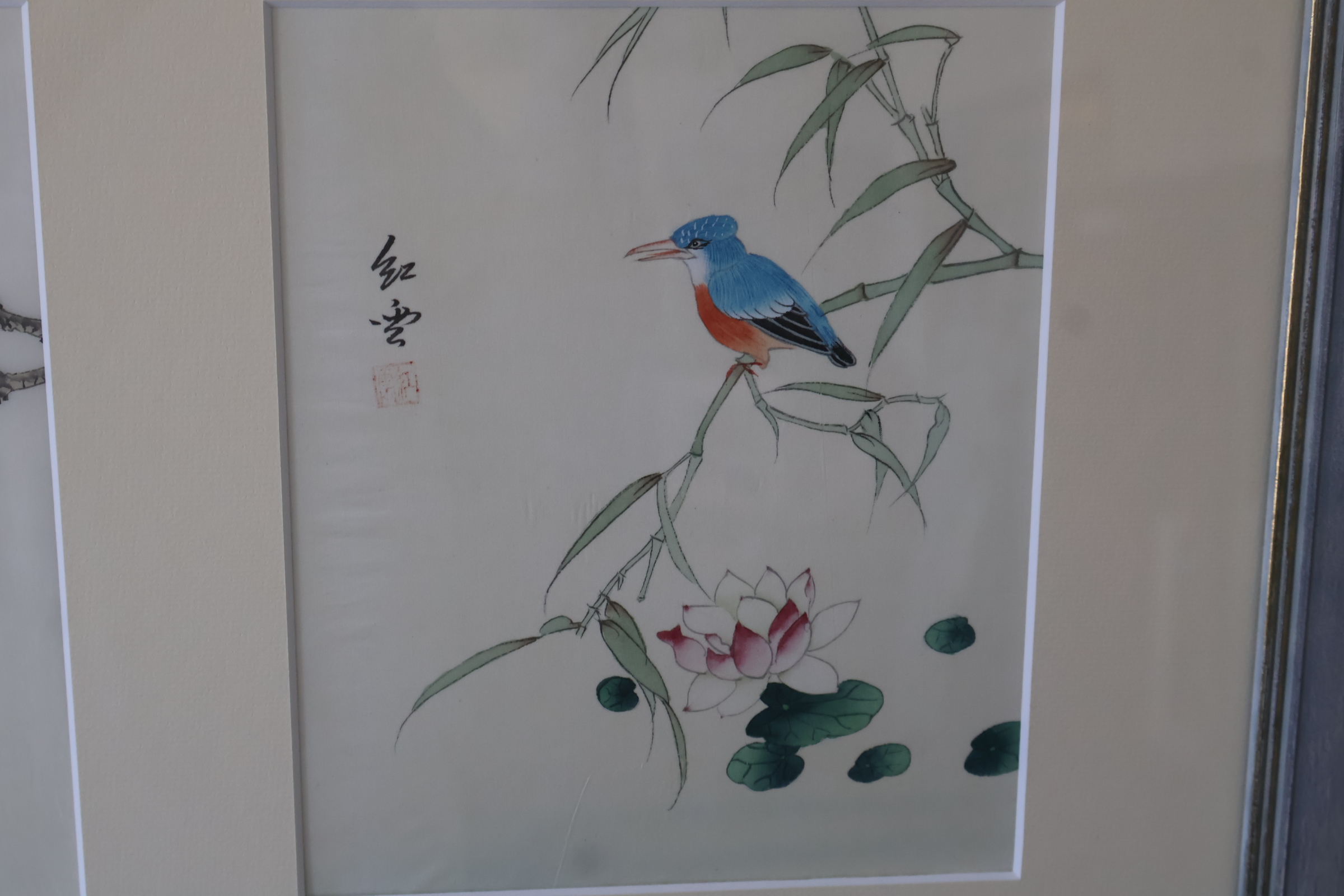 Ingelijste Chinese schilderijen met vogels en bloemen – foto 8 – kavel bij GSD Auctions, Zoeterwoude
