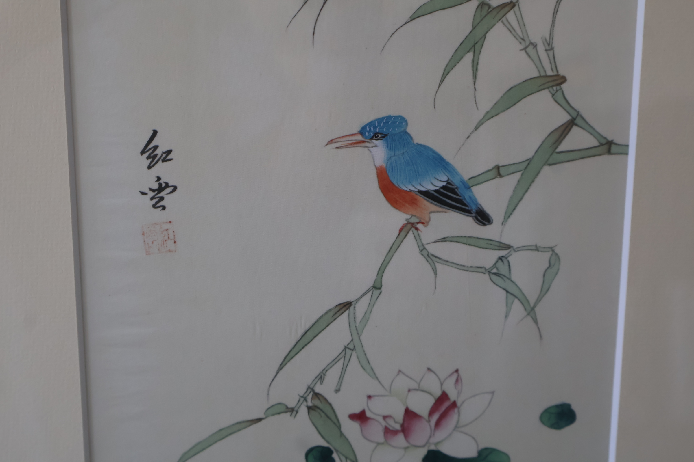 Ingelijste Chinese schilderijen met vogels en bloemen – foto 9 – kavel bij GSD Auctions, Zoeterwoude