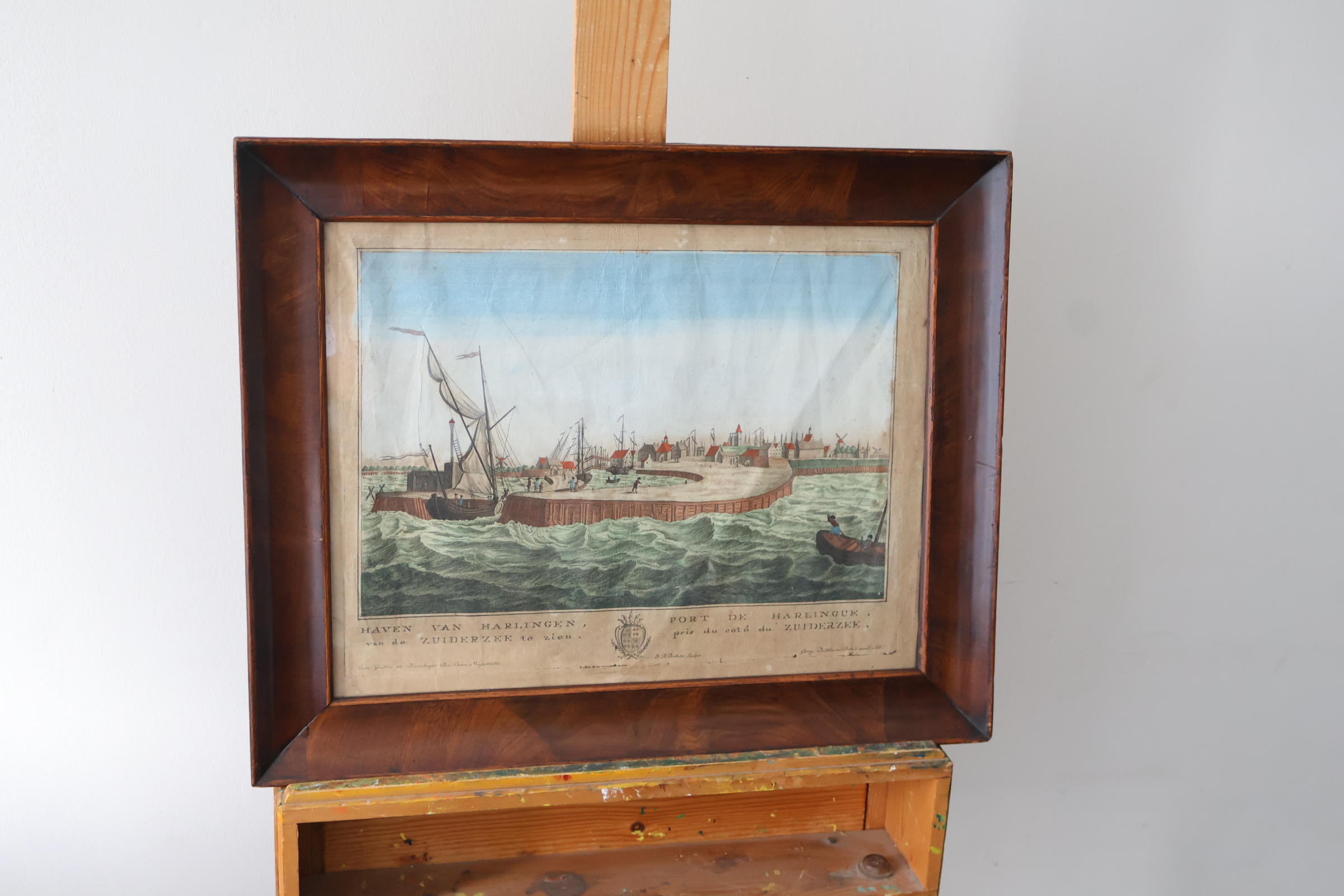 Ingelijste aquarel 'Haven van Harlingen' – foto 2 – kavel bij GSD Auctions, Zoeterwoude