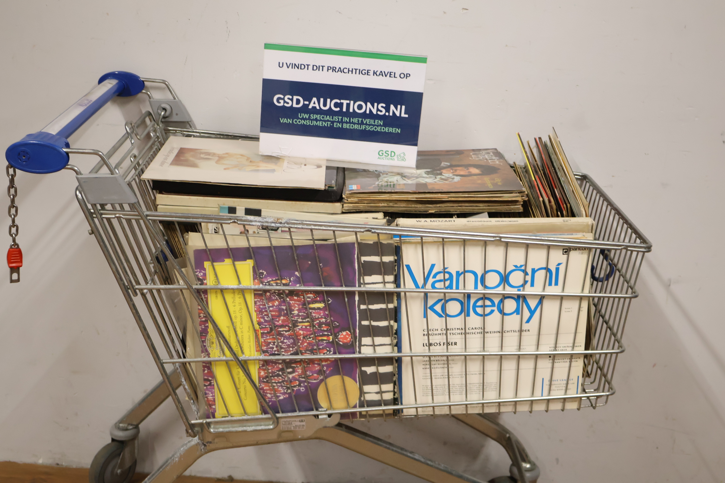 Assortiment vinyl platen in boodschappenwagentje – kavel bij GSD Auctions, Zoeterwoude