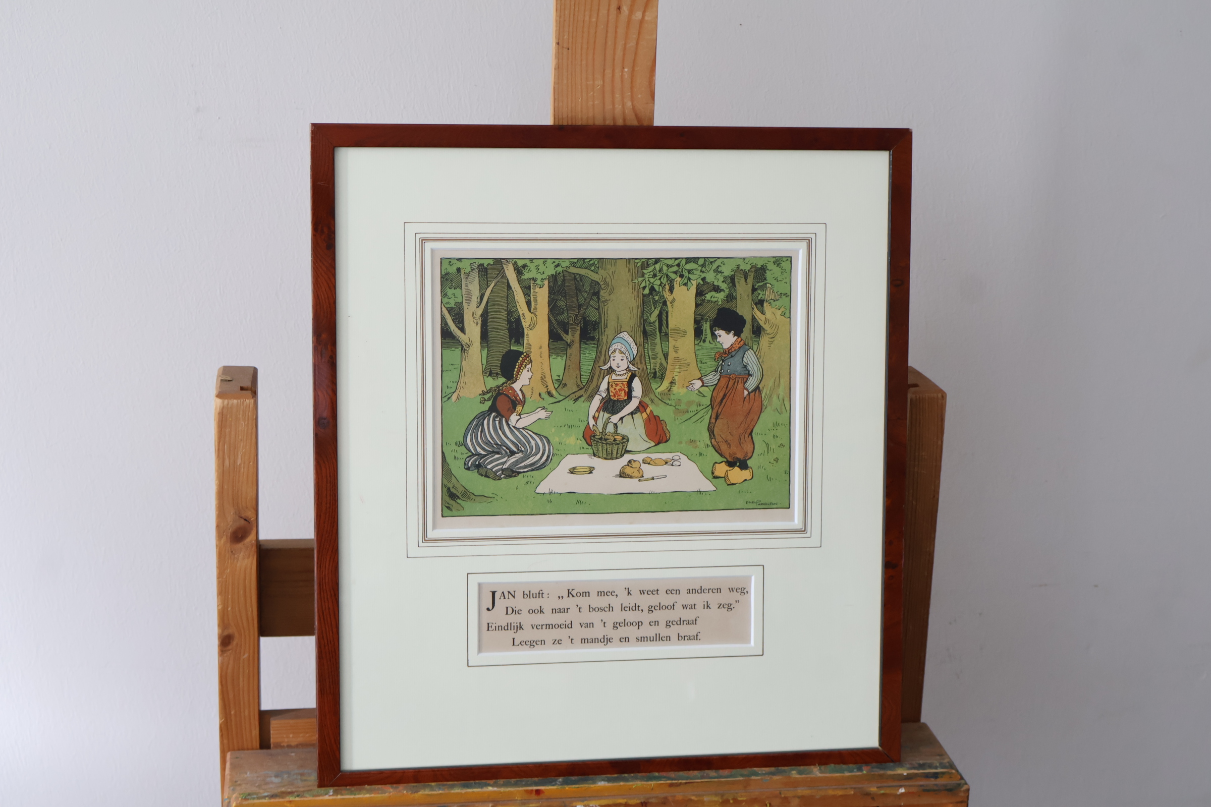 Ingelijste vintage illustratie met tekst – kavel bij GSD Auctions, Zoeterwoude