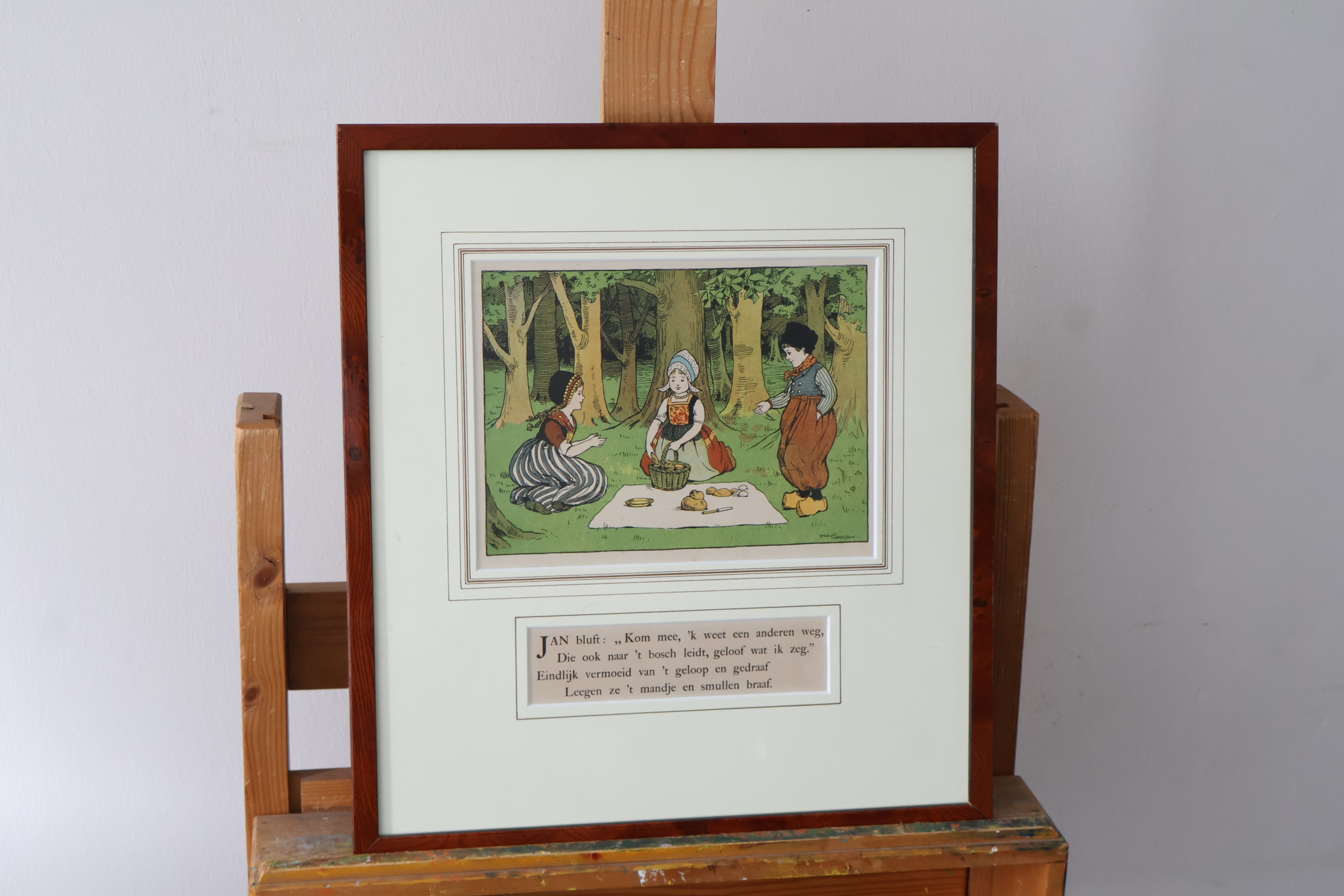 Ingelijste vintage illustratie met tekst – foto 2 – kavel bij GSD Auctions, Zoeterwoude