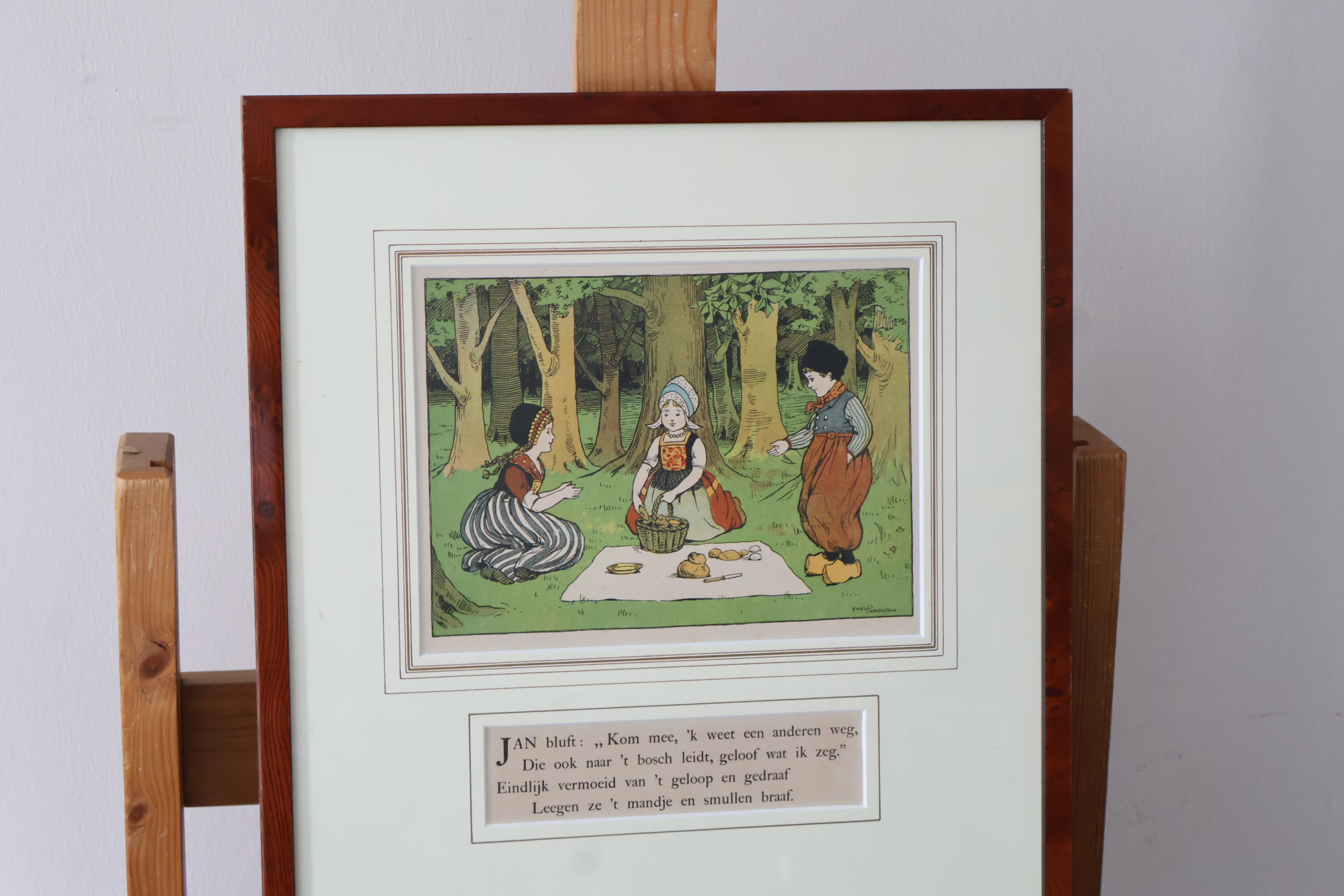 Ingelijste vintage illustratie met tekst – foto 3 – kavel bij GSD Auctions, Zoeterwoude