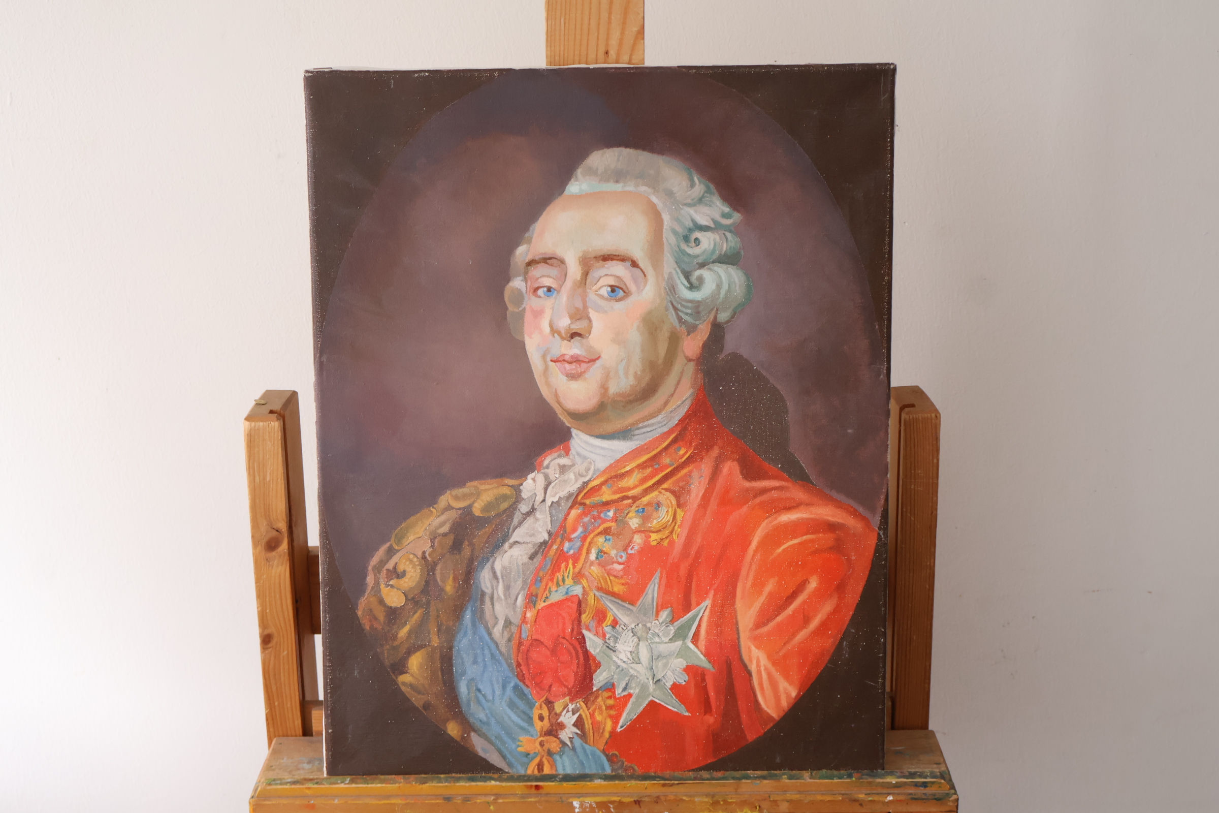 Olieverfschilderij van een 18e-eeuwse heer in rode kleding – foto 2 – kavel bij GSD Auctions, Zoeterwoude