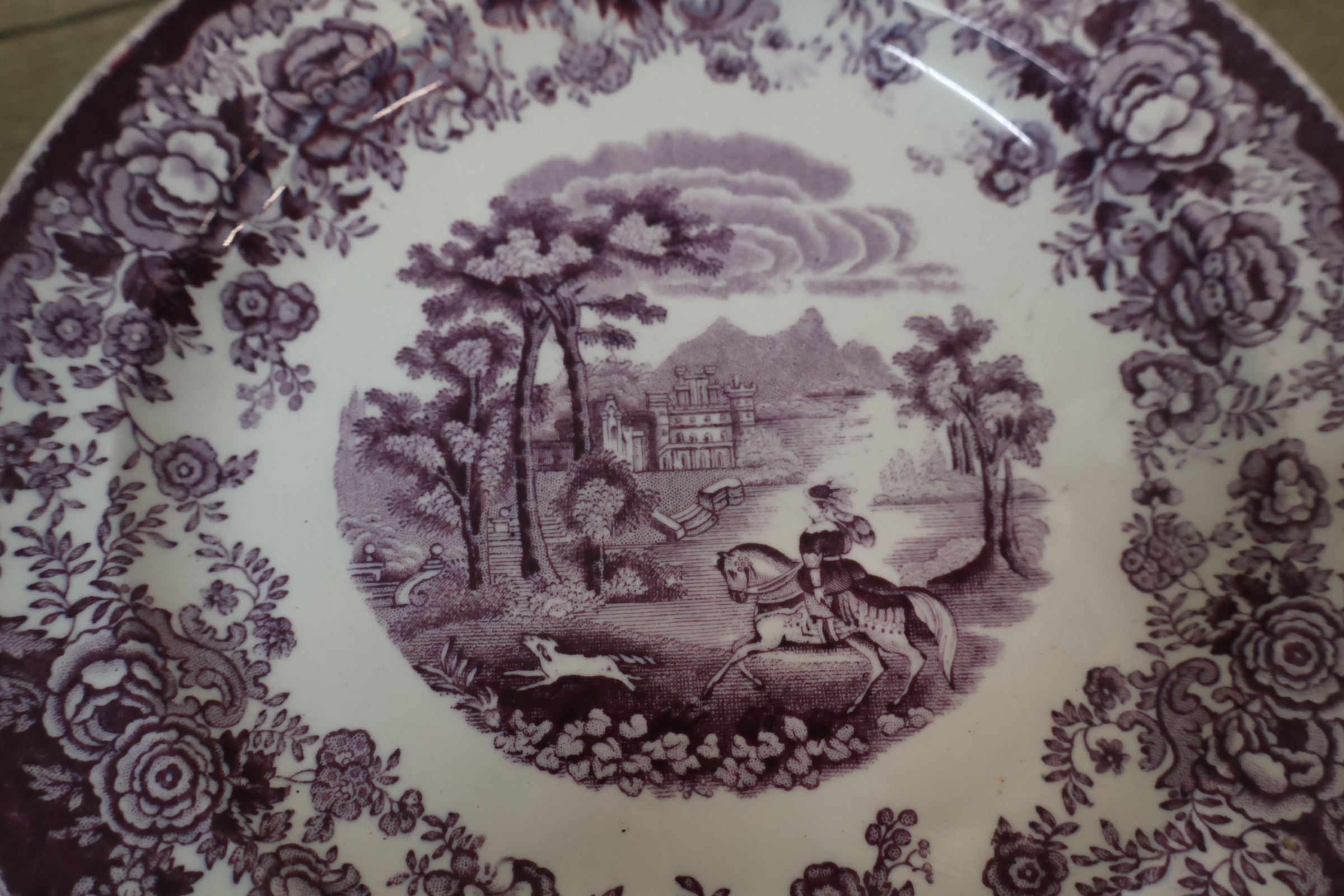 Set van 6 decoratieve borden met bloem- en landschapsmotieven – foto 5 – kavel bij GSD Auctions, Zoeterwoude