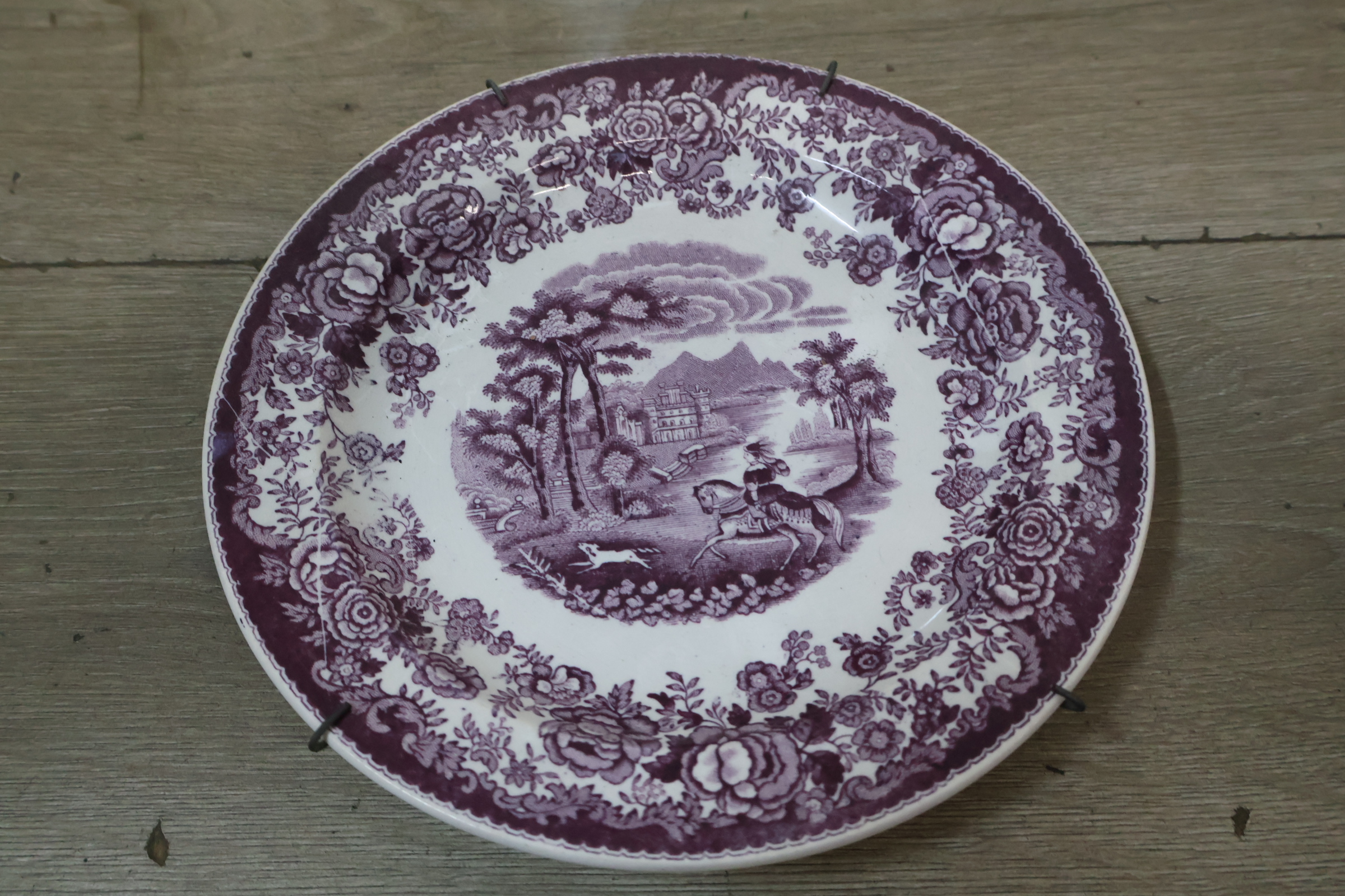 Set van 6 decoratieve borden met bloem- en landschapsmotieven – foto 8 – kavel bij GSD Auctions, Zoeterwoude