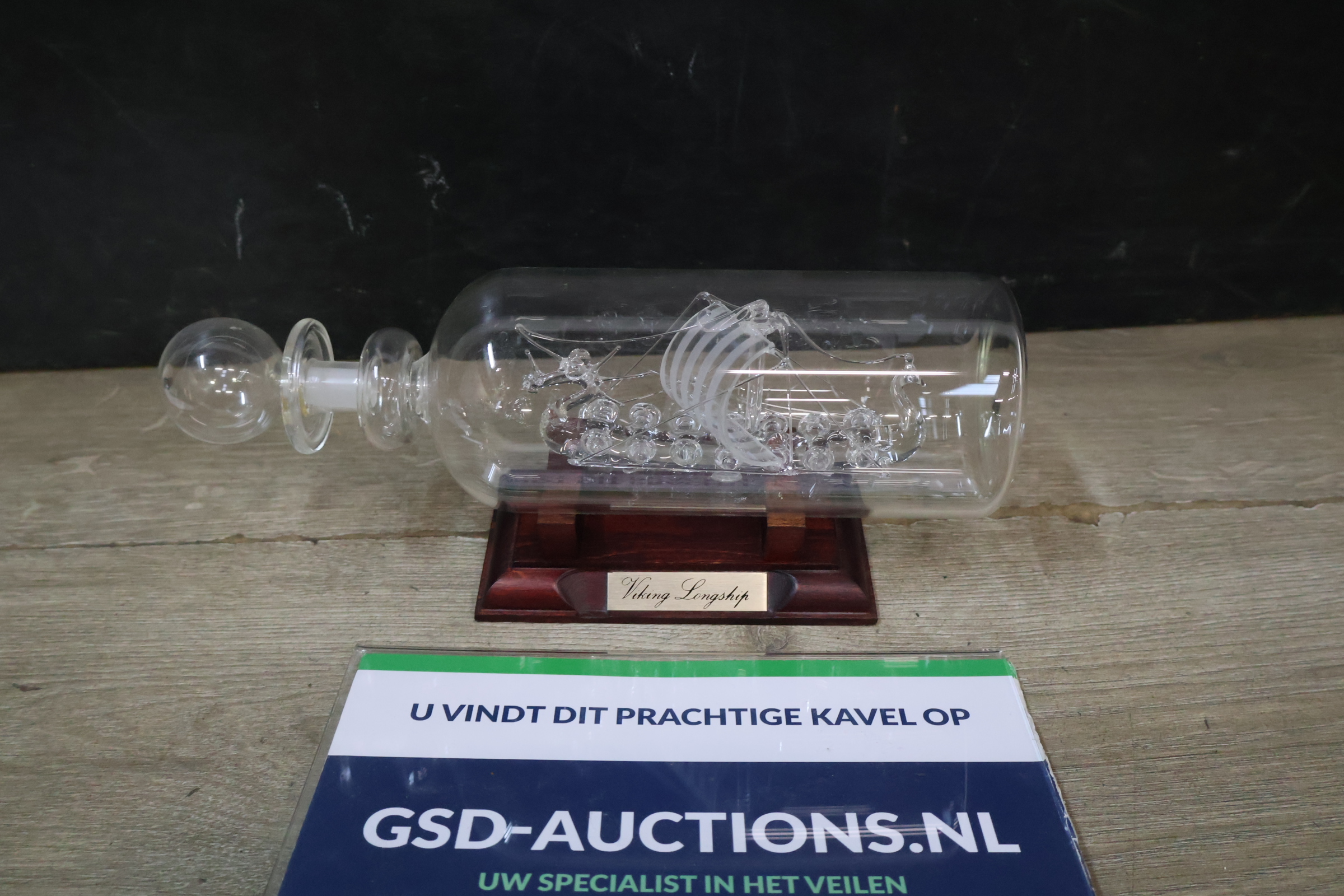 Glazen Viking Langschip in Fles – kavel bij GSD Auctions, Zoeterwoude