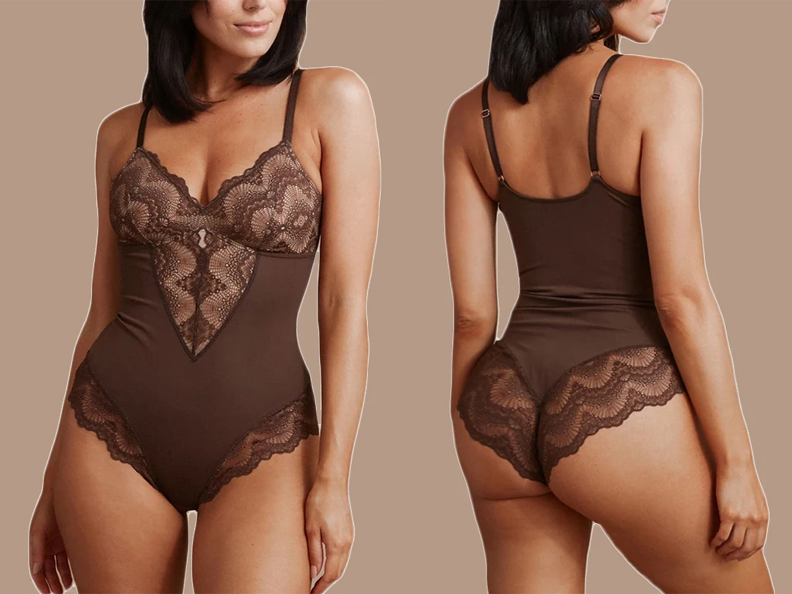 Shapewear bodysuit bruin - bodystocking - maat L – foto 3 – kavel bij GSD Auctions, Zoeterwoude