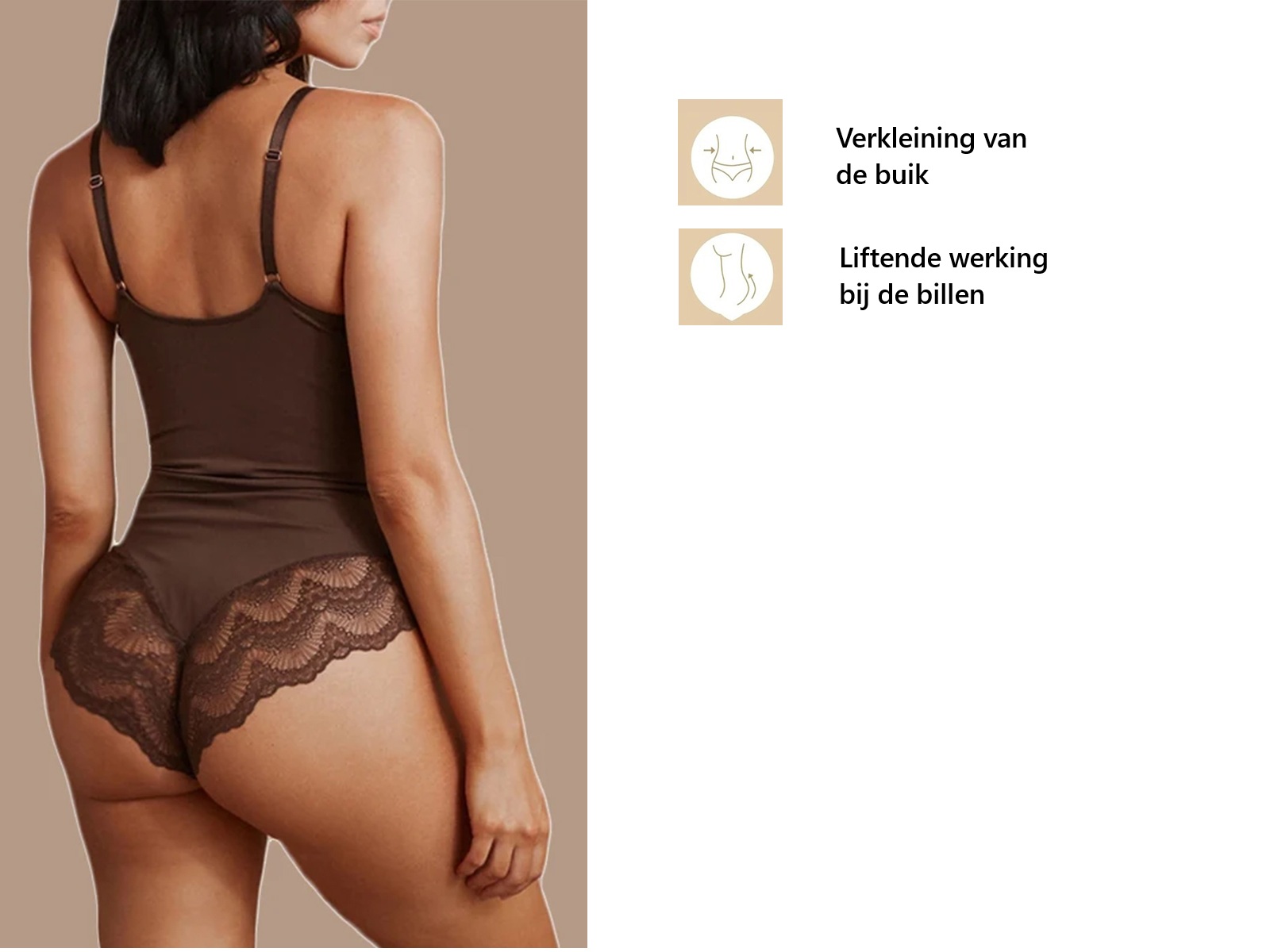 Shapewear bodysuit bruin - bodystocking - maat L – foto 2 – kavel bij GSD Auctions, Zoeterwoude