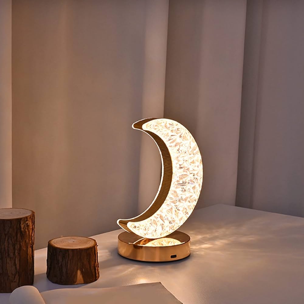 Tafellamp HALFMAAN - Nachtlampje LED met Dimmer – foto 3 – kavel bij GSD Auctions, Zoeterwoude