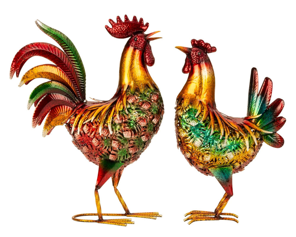 2 Metalen beelden Haan en kip (nieuwe) – kavel bij GSD Auctions, Zoeterwoude