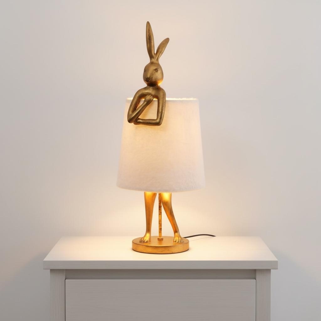 Tafellamp konijn goud met wit 68cm (nieuwe product) – kavel bij GSD Auctions, Zoeterwoude