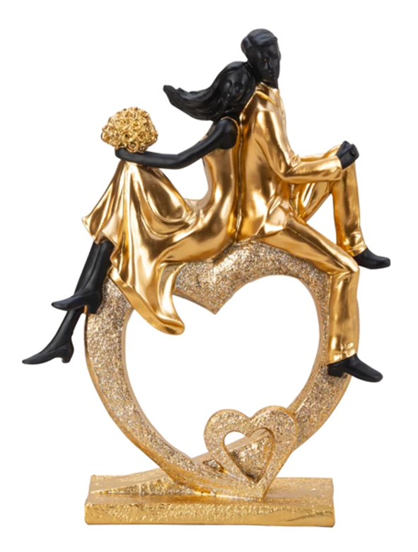 Beeld getrouwde steel op haart goud/zwart (nieuwe) – foto 2 – kavel bij GSD Auctions, Zoeterwoude