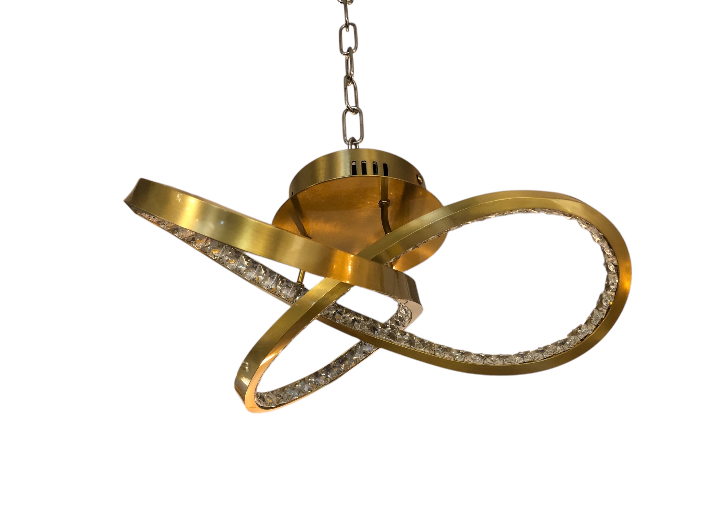 Led plafondlamp goudkleurige met kristallen Ø40cm (*2) – foto 2 – kavel bij GSD Auctions, Zoeterwoude