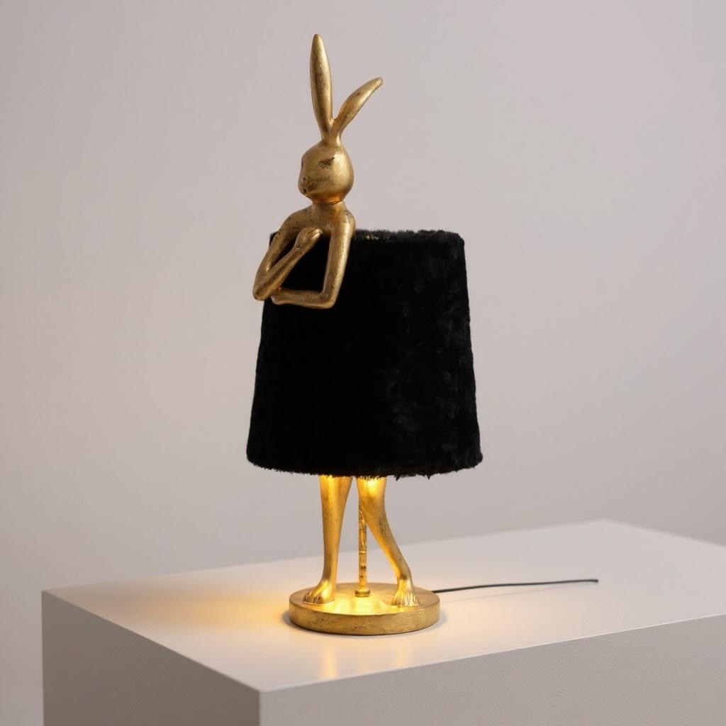 Tafellamp konijn goud met zwart 68cm (nieuwe product) – kavel bij GSD Auctions, Zoeterwoude