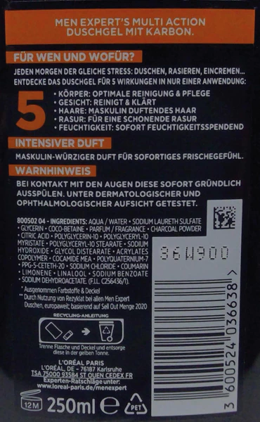 L'Oréal Men Expert Douche 250ml Carbon Clean (6 stuks) – foto 2 – kavel bij GSD Auctions, Zoeterwoude