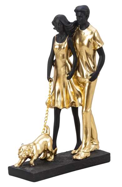Echtpaar met hond goud/zwart h=29,5cm (nieuwe) – foto 2 – kavel bij GSD Auctions, Zoeterwoude