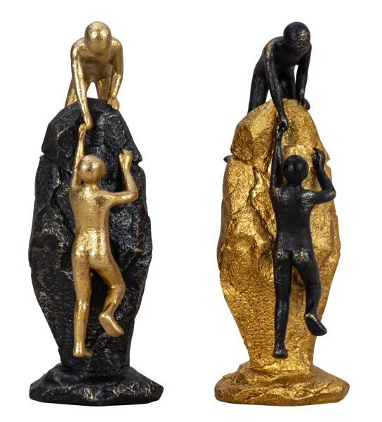 2 beelden treken elkaar op de rots goud/zwart (nieuwe) – foto 3 – kavel bij GSD Auctions, Zoeterwoude