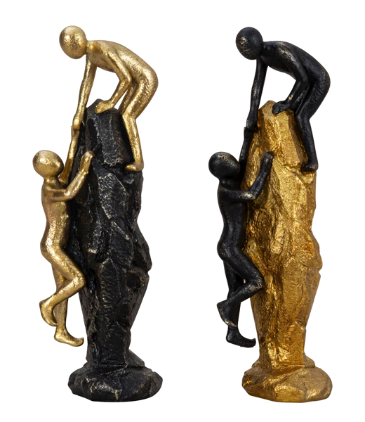 2 beelden treken elkaar op de rots goud/zwart (nieuwe) – foto 2 – kavel bij GSD Auctions, Zoeterwoude