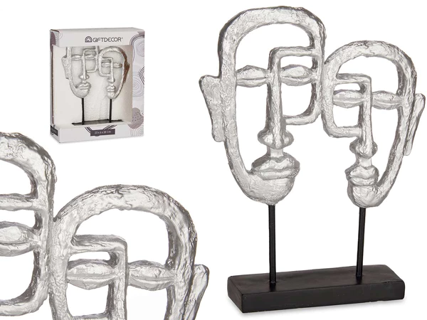2x Ornament dubbelzijdig gezicht zilveren/zwart (nieuwe) – kavel bij GSD Auctions, Zoeterwoude