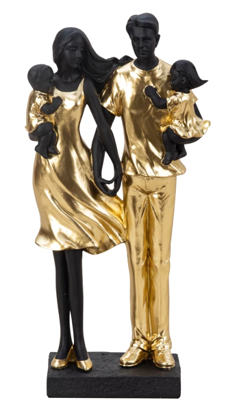 Echtpaar met 2 kinderen staand goud/zwart h=29,5cm (nieuwe) – foto 2 – kavel bij GSD Auctions, Zoeterwoude