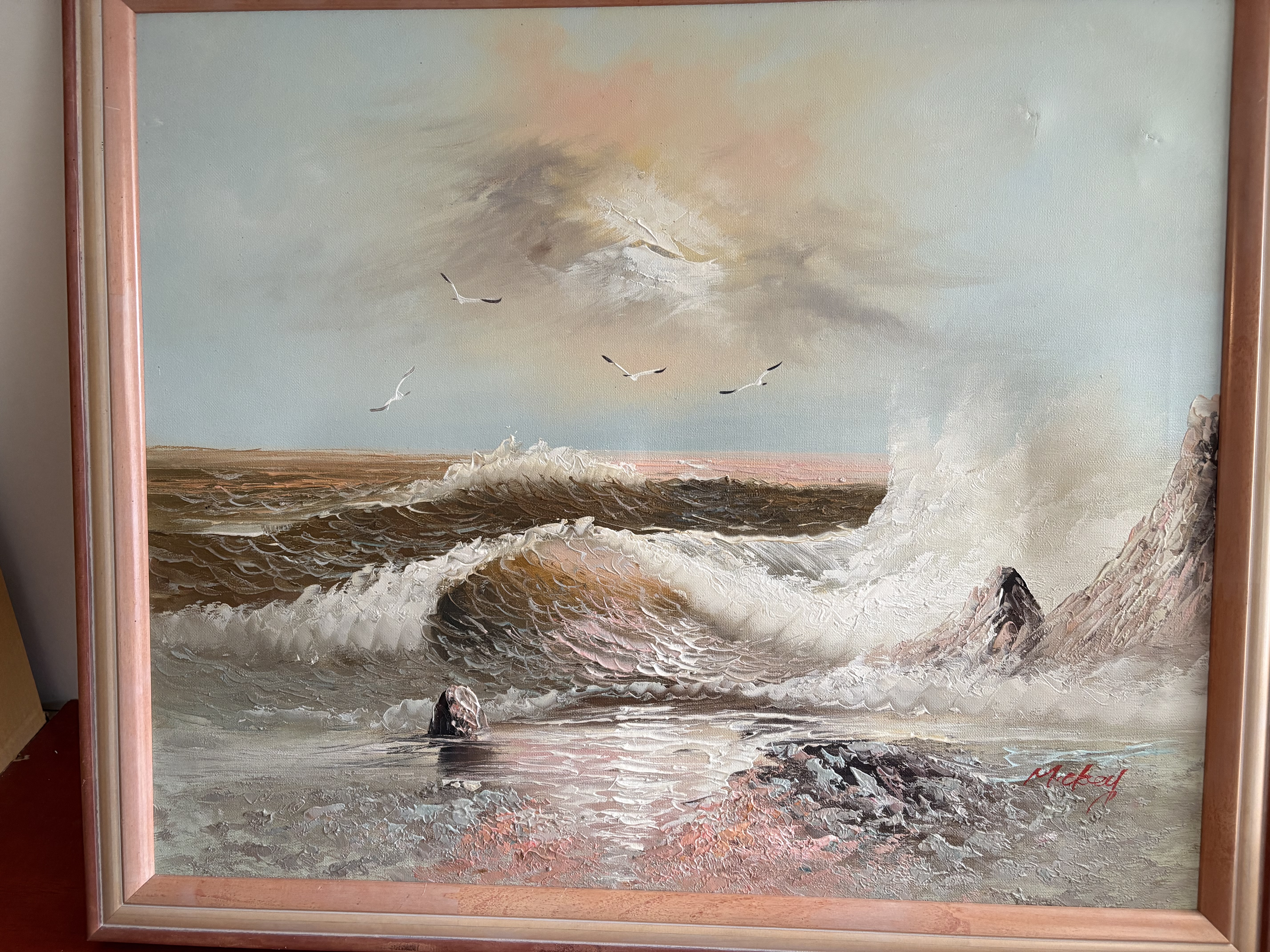 Olieverf schilderij uitzicht aan zee – foto 4 – kavel bij GSD Auctions, Zoeterwoude
