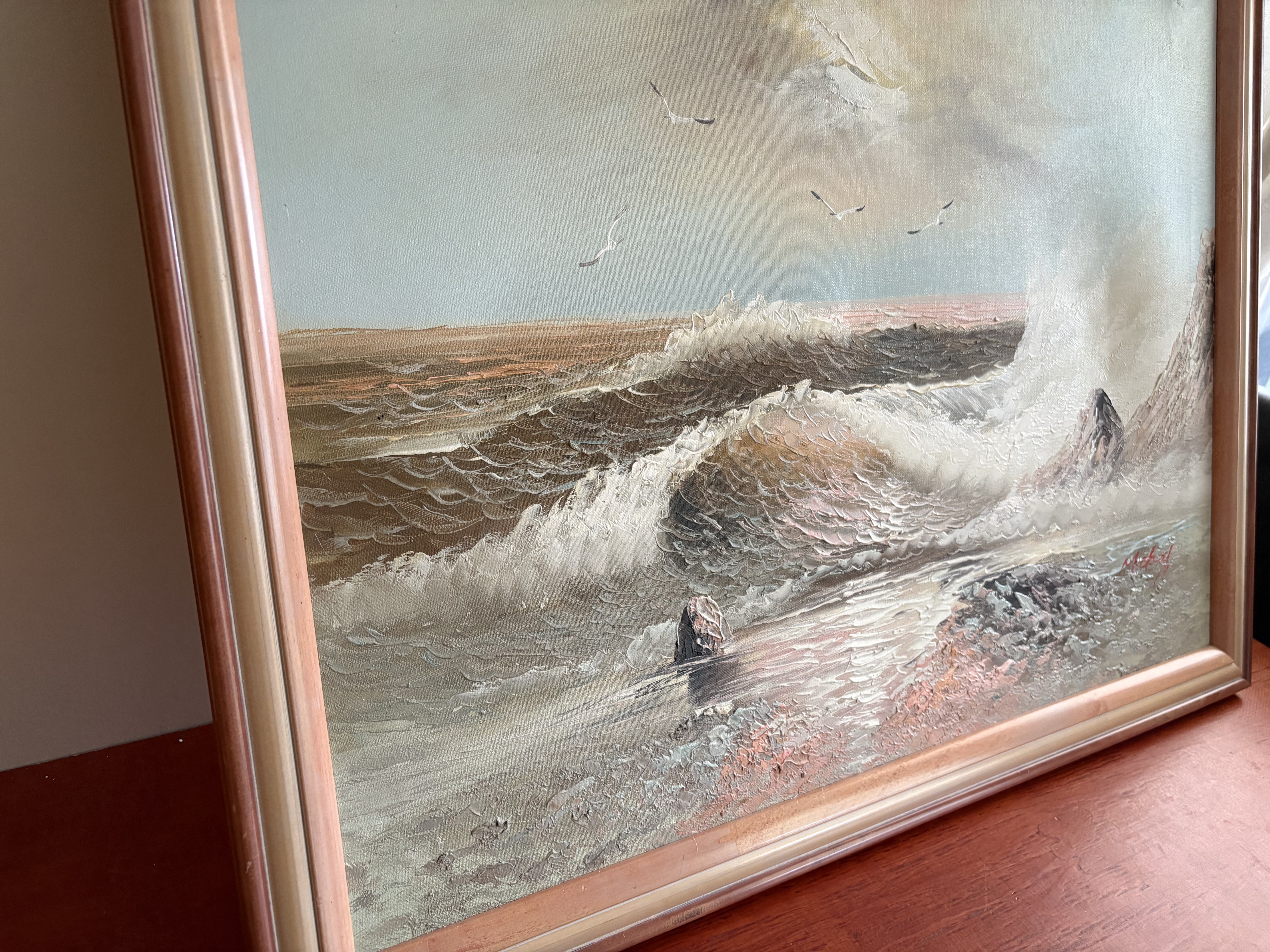 Olieverf schilderij uitzicht aan zee – foto 5 – kavel bij GSD Auctions, Zoeterwoude
