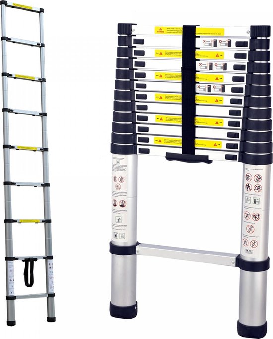 Aluminium telescopische ladder met antislipvoet -2.6 m – kavel bij GSD Auctions, Zoeterwoude