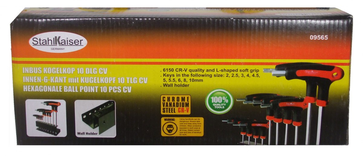 10-dlg. T-Grip Inbus zeskant, 2-10 mm – foto 3 – kavel bij GSD Auctions, Zoeterwoude