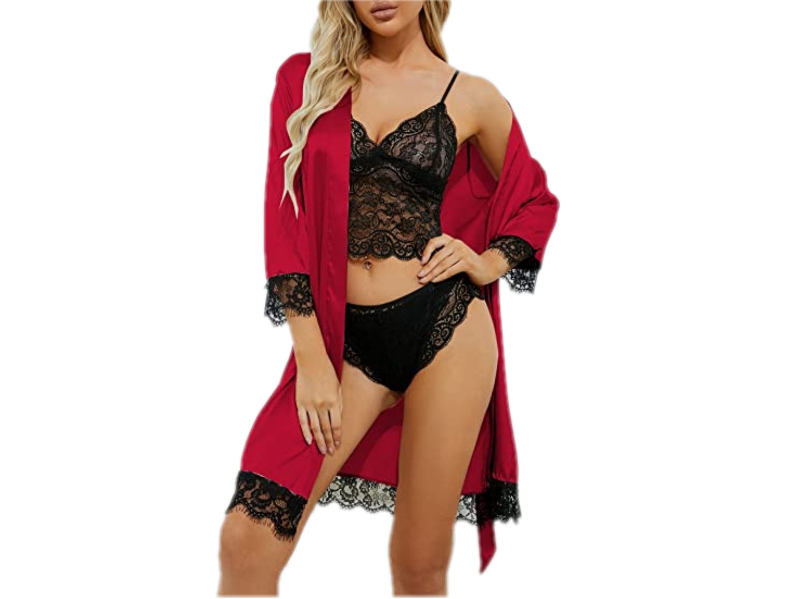 Nachtkleding set - 4 delig - bordeaux maat L – kavel bij GSD Auctions, Zoeterwoude