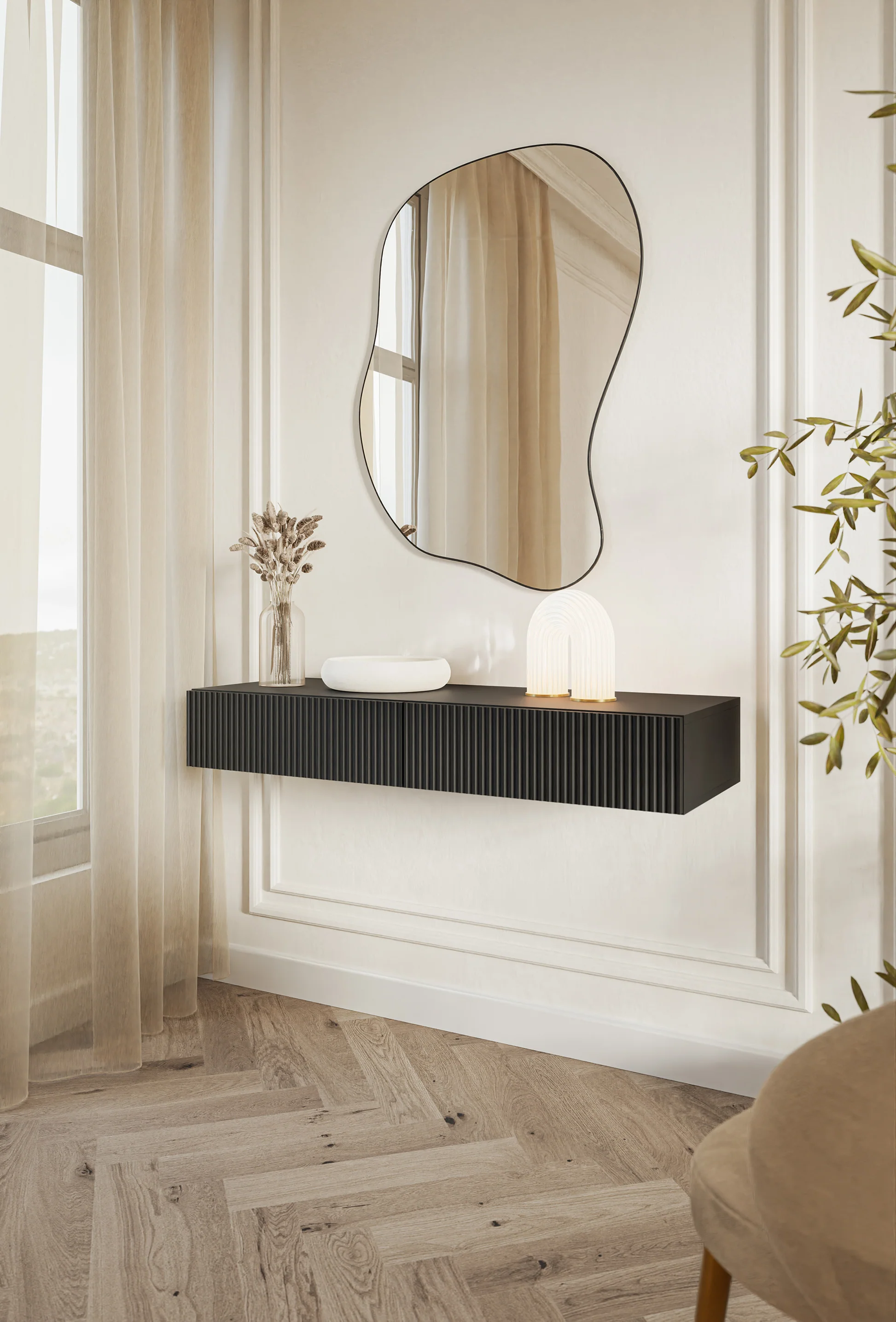 Veldio kaptafel met gefreesd front en twee lades, 110 cm – foto 4 – kavel bij GSD Auctions, Zoeterwoude
