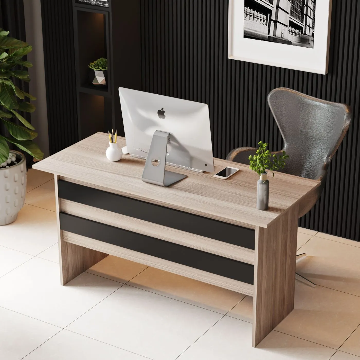 Bureauset Linento Furniture VO15 bruin/zwart – foto 5 – kavel bij GSD Auctions, Zoeterwoude