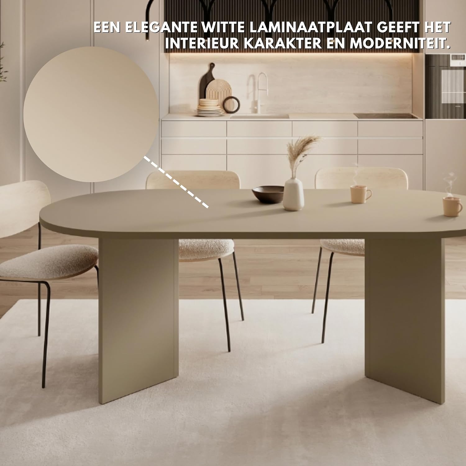 Selsey Ovale Eettafel 204x90cm Cappuccino – foto 4 – kavel bij GSD Auctions, Zoeterwoude