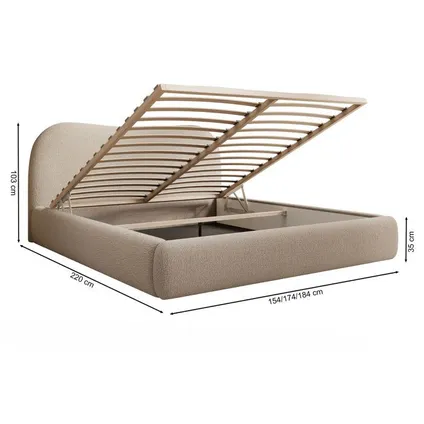Selsey - Opbergbed Met Hoofdbord - Beige Bouclé 180x200cm – foto 4 – kavel bij GSD Auctions, Zoeterwoude