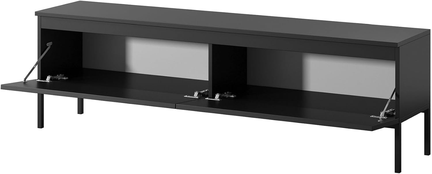 Selsey TV Meubel 150 cm in Zwart met zwarte metalen poten – foto 5 – kavel bij GSD Auctions, Zoeterwoude